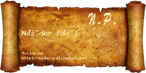 Néder Pál névjegykártya